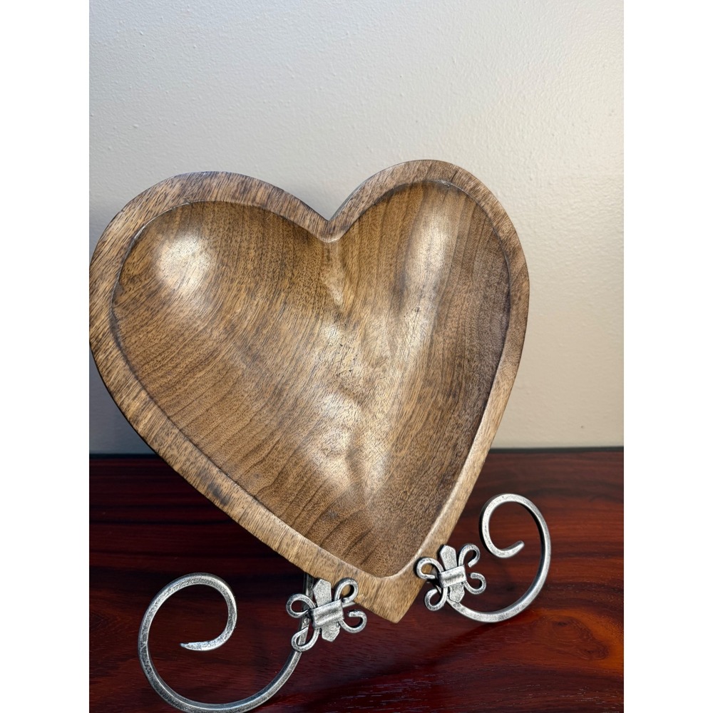 Hand Carved Heart Shaped Wooden Bowl